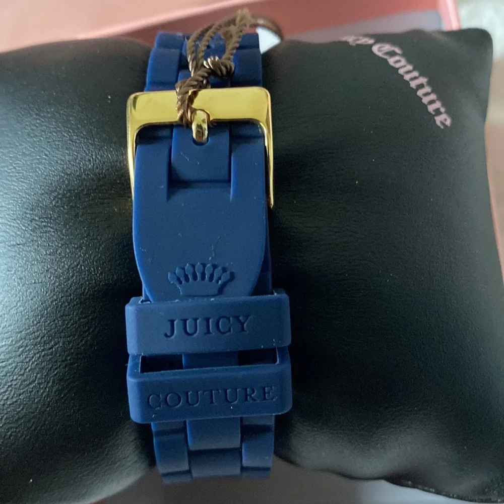 JUICY COUTURE BLUE RUBBER BAND WATCH WITH JEWELS MSRP $195.00 NWT